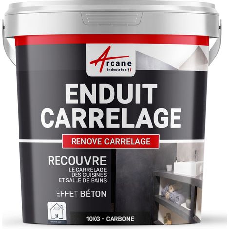 Putz für Fliesen - Fliesen verputzen - Betonbeschichtungs-Effekt - RENOVE CARRELAGE - Kohle - Kit 10kg - 6.5m² für 2 Schichten