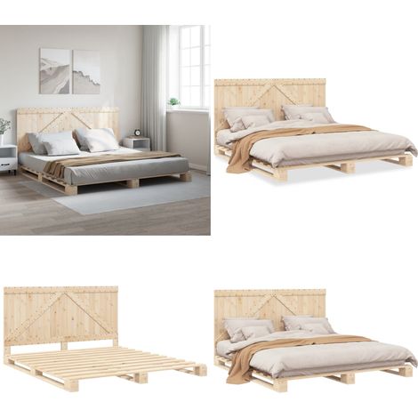 Cadre de lit sans matelas avec tête de lit 200x200 cm - Lit Double - Cadre De Lit - Lit En Bois - Lit Design - Lit Moderne - Home & Living (1/5)