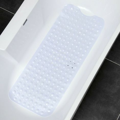 Rutschfeste Sicherheitsbadematte, extra lange rutschfeste Badematte, transparent weiß, 40 x 100 cm (1/5)