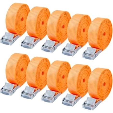 10 PCS 2m Sangle d'Arrimage,Sangle de Serrage,Sangle Porte Velo avec Boucle de Fermeture,adapté aux camionnettes,pour la Fixation de Motos/fourgonnettes/Porte-vélos/Bagages (1/5)