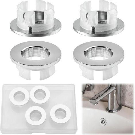 Lot de 4 Rosaces de Trop-plein pour Évier, Cache en Cuivre Massif, Anneaux Creux à Fixation Universal, Pour Salle de Bain et Cuisine, Diamètre Adapté 22-24mm, Avec Boîte de Rangement (1/5)