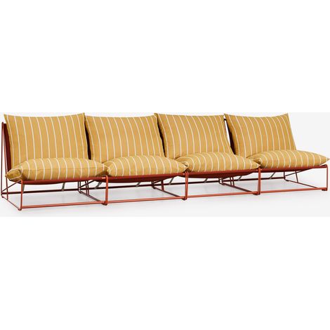 SKLUM Amaro 4-teiliges modulares Gartensofa Honiggelb - Rot Acryl                                  