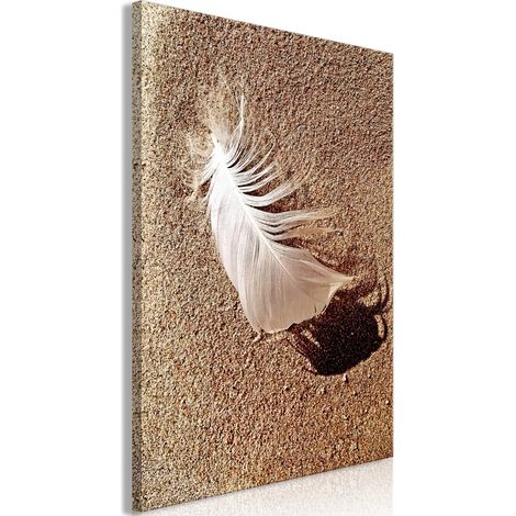 Tableau Feather on the Sand Vertical - 80 x 120 cm (1/4)