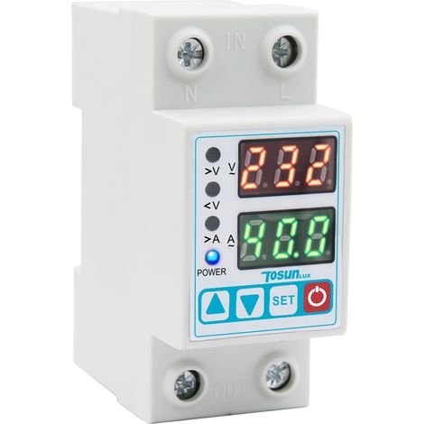 Protector digital de Voltaje y Corriente Modular 2P 63A 230V
