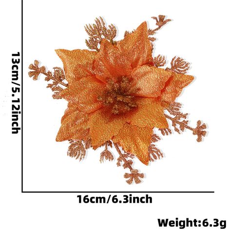 Fleur De Noël Artificielle - 16 Cm - En Plastique - Décoration Pour Arbre De Noël - Lot De 1 (1/3)