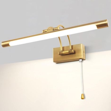 Applique murale LED 8W IP44 – Éclairage salle de bain en laiton – Bras réglable 40cm – Lumière chaude 3000K – Interrupteur à tirette (1/5)