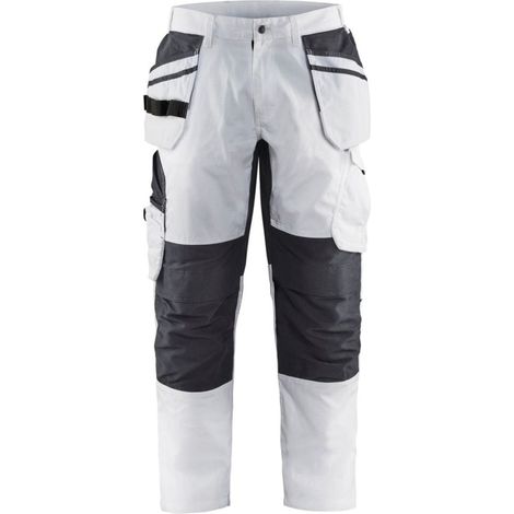 Pantalon de travail peintre Blaklader +STRETCH POCHES FLOTTANTES Blanc / Gris 38. (1/4)