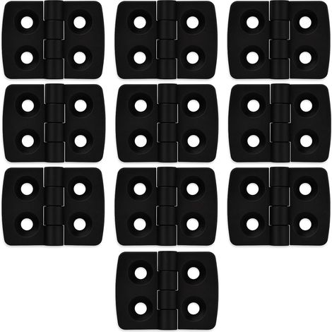 Lot de 10 Mini Charnières Plastique Noires (30x40 mm), Polyamide Robuste pour Jardin, Bateau et DIY (1/5)