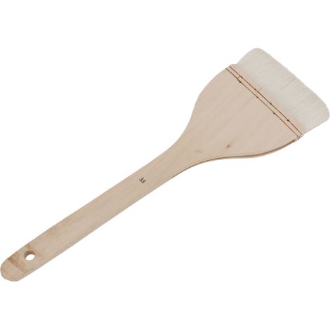 Pinceau en laine de 8,9 cm (3,5 po) avec manche ergonomique en bois, doux et lissant, idéal pour la peinture à l'huile sur panneau. (1/5)