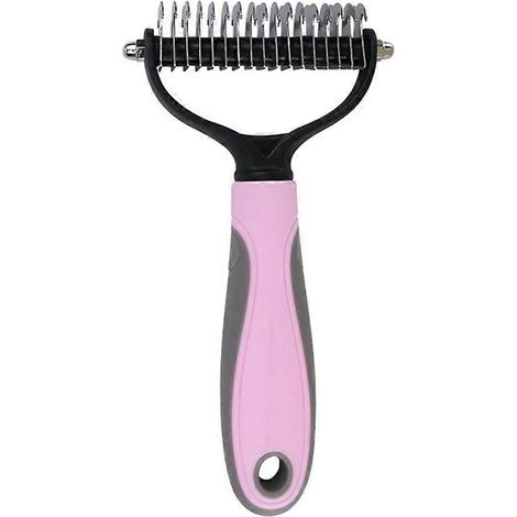 Bürste für langes und widerspenstiges Fell, Pflegebürste für Hunde und Katzen, Scherkopf, Beauty-Tool, rosa, Größe L (1/5)