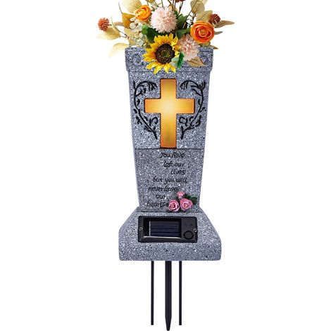 Grabvase Friedhof with LED Lichtern Grabvasen