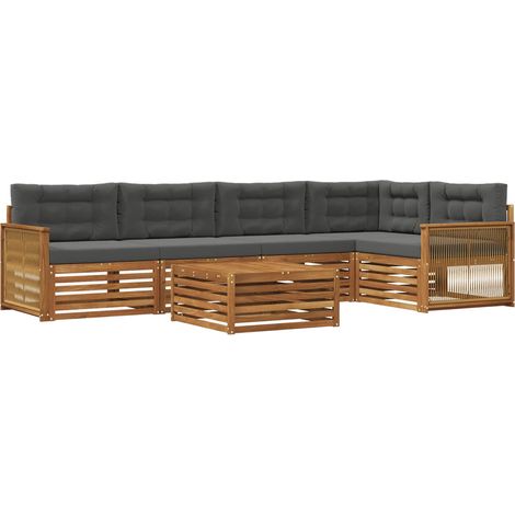 Set di divani da esterno con cuscino 6 pcs Naturale e Antracite vidaXL (1/5)