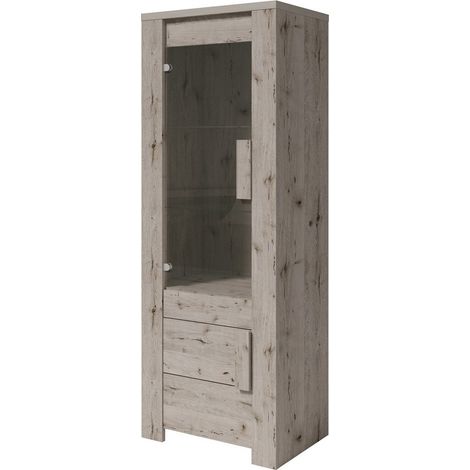 Kleine Vitrine LYON mit 2 Türen - Wellington-Eiche - 72 x 195 x 47 cm