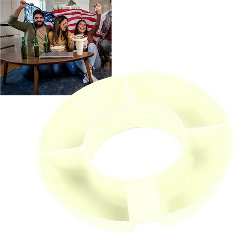 Plateau à apéritif rond en silicone beige à quatre compartiments (1/5)