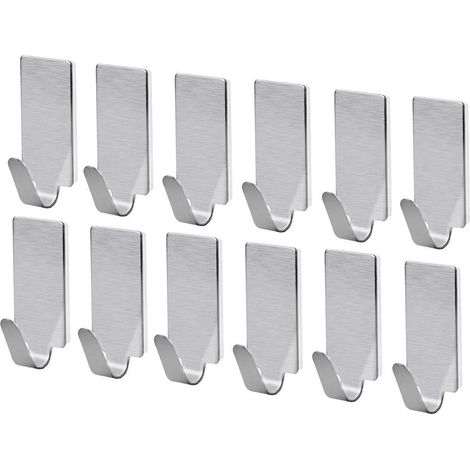 Juego de 12 toallas de baño autoadhesivas de acero inoxidable, color plata. (1/5)