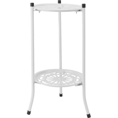 Support de plante et étagère à fleurs 50 cm double niveau en fer blanc polyvalent pour balcon entrée jardin (1/5)
