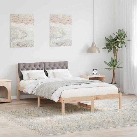Estructura de cama con cabecera Marrón y taupe 120 x 200 cm