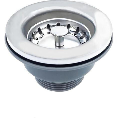Bonde d'évier sans trop plein panier inox ø 85 mm 1½", Acier inoxydable + PVC, Bonde + Panier (1/4)