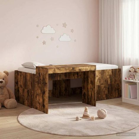 vidaXL Hochbett mit Schreibtisch für Kinder Geräucherte Eiche (1/5)