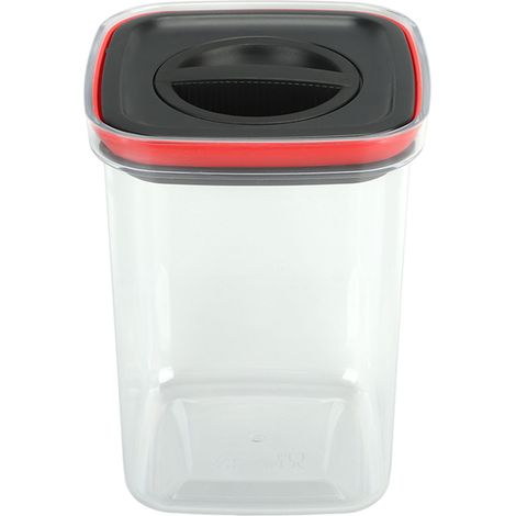 Boîte de conservation alimentaire hermétique de cuisine, récipient transparent avec couvercle pour riz mélangé, noir, 1300 ml (1/5)