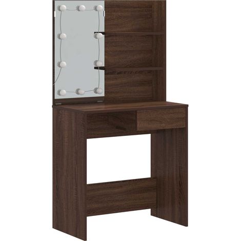 Maison Exclusive - Schminktisch mit LED Braun Eiche 74,5x40x141 c (1/5)