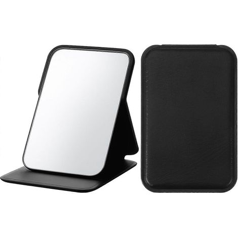 Miroir de poche compact et portable Mabor - Miroir de maquillage de voyage pliable avec étui en cuir PU et pochette pour femmes (1/4)