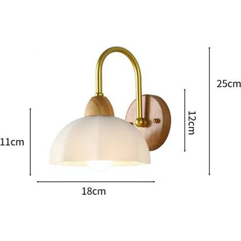 Moderna lampada da parete decorativa in metallo e legno, attacco E27, applique da parete per corridoio, corridoio, comodino, studio, con elegante paralume
