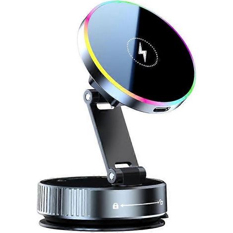 Chargeur de voiture 15 W, support magnétique à ventouse pour téléphone, support de téléphone réglable à 360° (1/5)