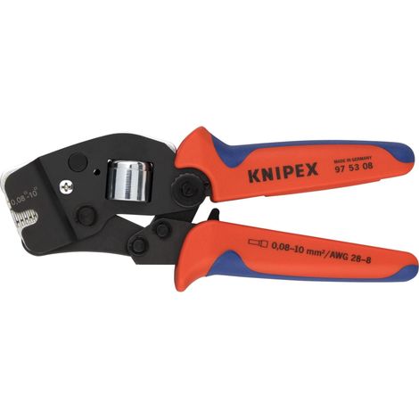 KNIPEX 97 53 08 Pinza per terminali a bussola, con regolazione automatica per crimpaggio frontale con manici multicomponente brunita 190 mm