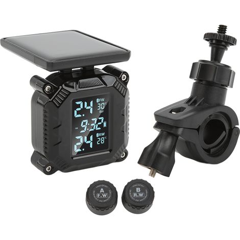 Système de surveillance sans fil de la pression et de la température des pneus de moto, alimenté par énergie solaire, écran LCD, étanche IP67 (1/5)