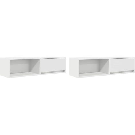vidaXL Mobili TV a Parete 2pz Bianchi 100x31x25,5 cm Legno Multistrato (1/5)