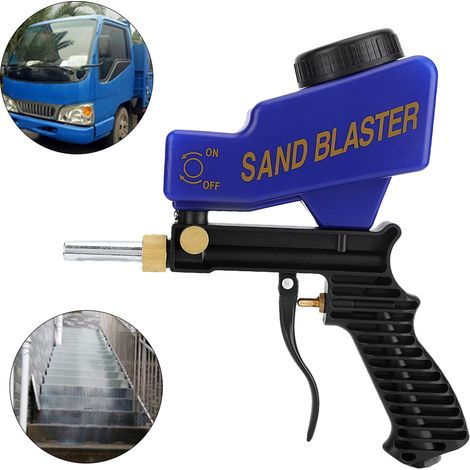 Pistolet de sablage pneumatique à gravité, antirouille, décapant portable, élimine la rouille, bleu (1/3)