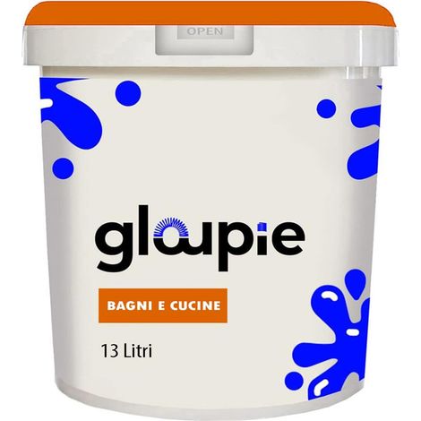 GLOUPIE BAGNI E CUCINE Pittura All'Acqua Traspirante Per Pareti Di Bagno E Cucina, 13 Litri, Bianco, Made In Italy (1/5)