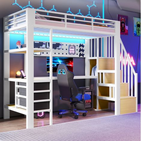 Cama litera dormitorio con escritorio y almacenaje OKMYHOME (1/4)