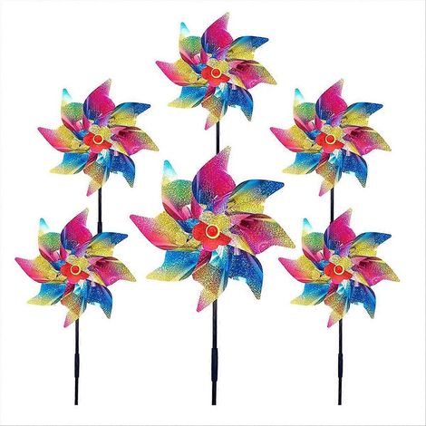 6Pcs Girouettes scintillantes pour jardin et pelouse, décorations extérieures pour cour et espace vert (1/5)
