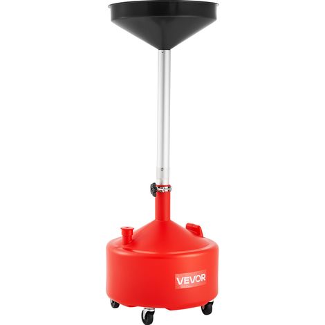 VEVOR Reservoir de Vidange Huile Usagee 30 L, Vidangeur Huile Portable Industriel, avec Entonnoir Reglable en Hauteur, Roues, Drainage Transfert Carburant pour Ateliers Reparation Automobile, Rouge