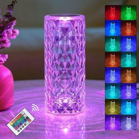Lampe de bureau LED, lampe de chevet en acrylique, télécommande tactile [16 couleurs et 4 modes, avec télécommande RVB changeant de couleur veilleuse (1/5)
