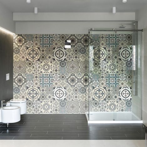 Adhésifs Carrelages Autocollant Tango Carreaux de Ciment Carrelage Sticker Mural Salle de Bain et Cuisine  60 Pièces de 10 x 10 cm (1/5)