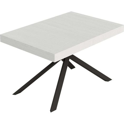 Tavolo allungabile 120/204x80 cm Niket bianco frassino gambe antracite (1/3)
