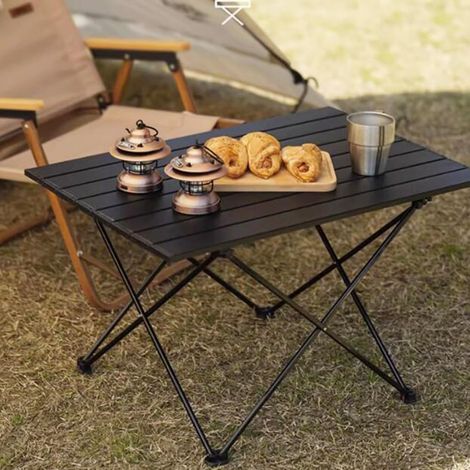 Petite table portable pliante, table de plage de camping, table d'appoint pour sac à dos de camping, pique-nique, randonnée ， 32 x 40 x 29 cm (1/5)