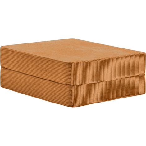 COSIMA - Pouf en petit velours côtelé Moutarde 100x80x34 (1/5)