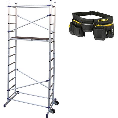 Trabattello domestico - 1 piano - Altezza di lavoro max 4.36m + Cintura porta-attrezzi - PN/CLI-CEINTURE