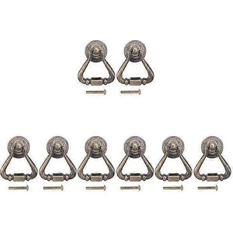 Anneaux décoratifs en bronze pour tiroirs - Lot de 8 poignées de meuble avec vis de fixation, style antique, alliage de zinc, 5,5 cm x 5 cm (1/3)