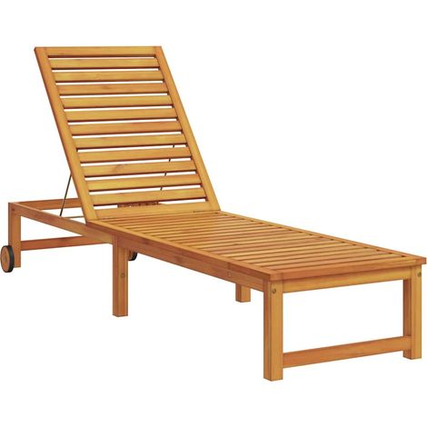 Chaise longue,Bain de soleil,Transat 1-personne Marron 53 x 202 x 89cm Bois d'acacia massif CFW79525 (1/5)