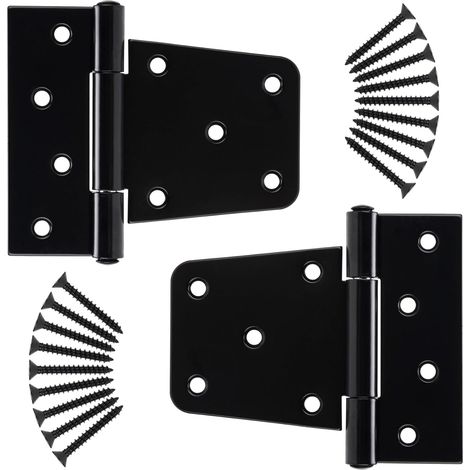 Charnières de Porte à Usage Intensif, Cabinet Porte Lourde Charnières, Charnières de Porte Plates, Noir Charnières en  (2 piezas,3.5inch)