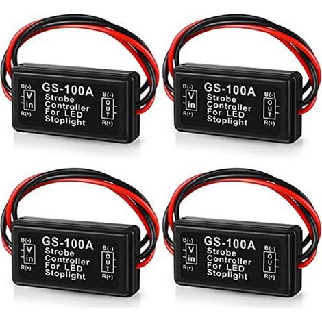 Modulo lampeggiatore luce freno GS-100A, 12-24V 2A 24W, controller freno ad alta velocità, indicatore di sicurezza luce posteriore, 4 pezzi