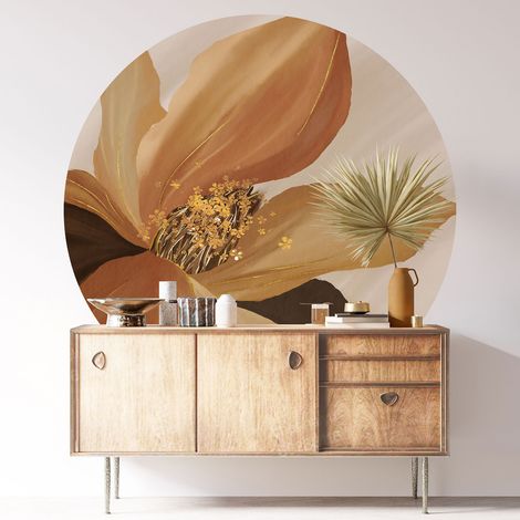 Sticker mural rond / cercle - Fleur - Diamètre 60 cm - Adhésif MAT (1/3)