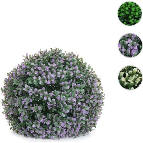 Arbuste artificiel HWC-L77 - boule de buis plante décorative Buxus plante artificielle - Outdoor Ø 35cm - lilas (1/5)