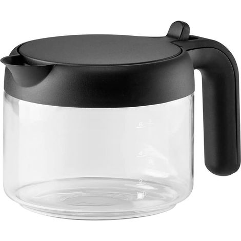 Pot à Café, Cafetière en Verre pour Machines à Café en Grains, avec Couvercle en Plastique, Facile à Manipuler et à Transporter, Capacité 750ml, Noir (1/4)
