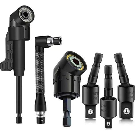 6PC noir 105 embout de coin en forme L à 90 degrés tournevis électrique perceuse visseuse flexible à axe souple universel 360 adaptateur pour douille (1/2)